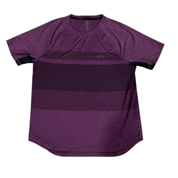 Oakley Tops - OAKLEY Women Activewear Top Purple Striped Loose Fit Crew Neck, Size Medium.